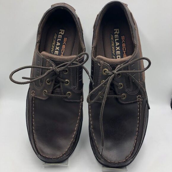 Skechers Relaxed Fit Mens Brown Leather Lace Up Casual Shoes Memory Foam Size 13 - Picture 13 of 13